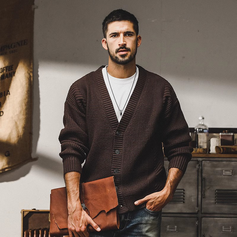 Acid-Wash Cotton Cardigan  | Mens  Sweaters & Cardigans Clothing Mens