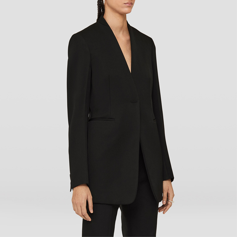 Collarless Single Breasted Blazer  | Womens  Coats & Jackets Clothing Coats & Jackets