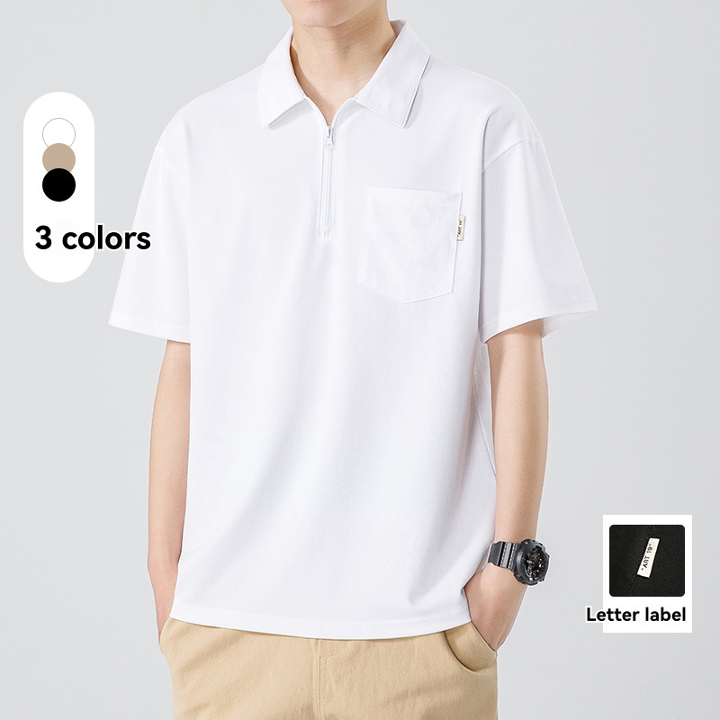 Cotton-Twill Half-Zip Polo Shirt  | Mens  Polo Shirts Clothing Mens