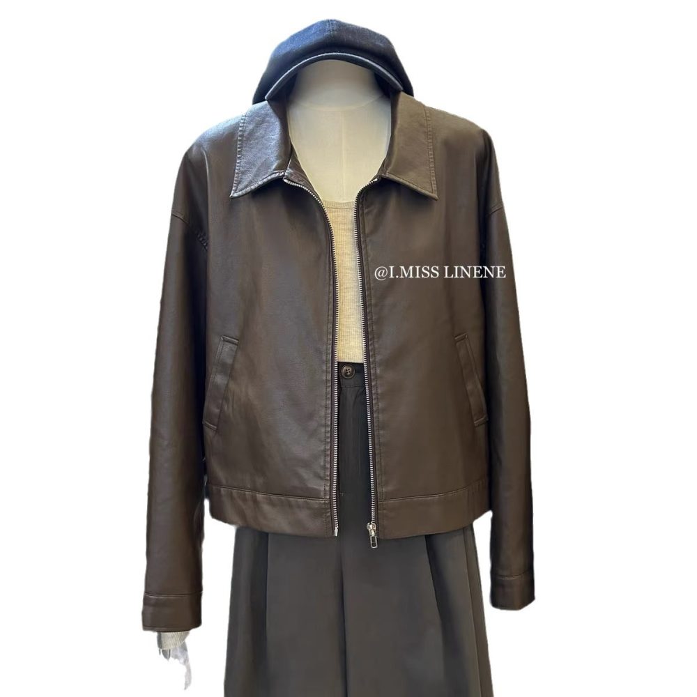 Oversized Collared Leather Jacket  | Womens  Coats & Jackets Clothing Coats & Jackets