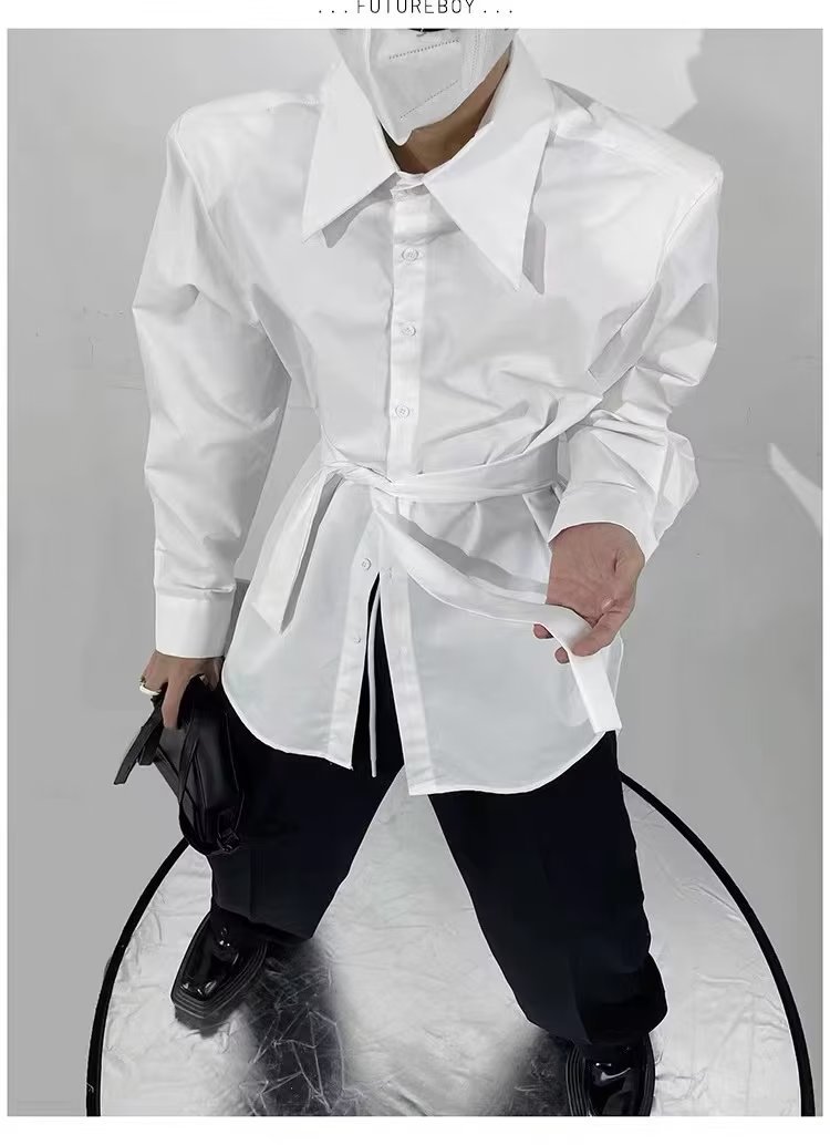 Oversized Tie-Waist Shirt  | Womens  Tops Clothing Shirts & Blouses