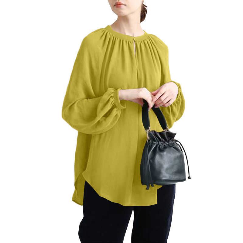 Ruffled-Cuff Gathered Blouse  | Womens  Tops Clothing Shirts & Blouses