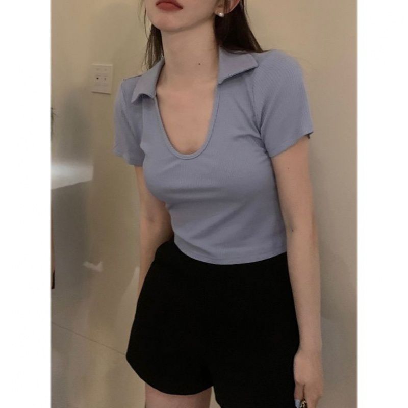 Scoop-Neck Knitted Polo Shirt  | Womens  Shirts & Blouses Clothing Shirts & Blouses