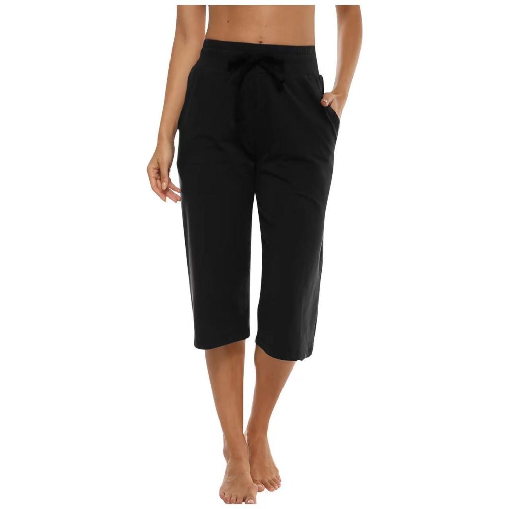 Tapered Drawstring Cotton Pants  | Womens  Pants Clothing Pants