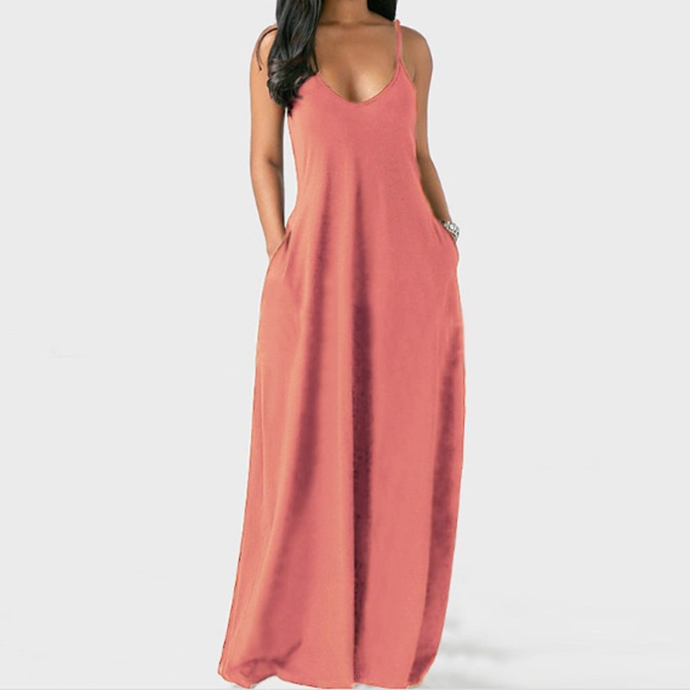 Voluminous V-Neck Maxi Dress  | Womens  Dresses & Jumpsuits Clothing Dresses & Jumpsuits