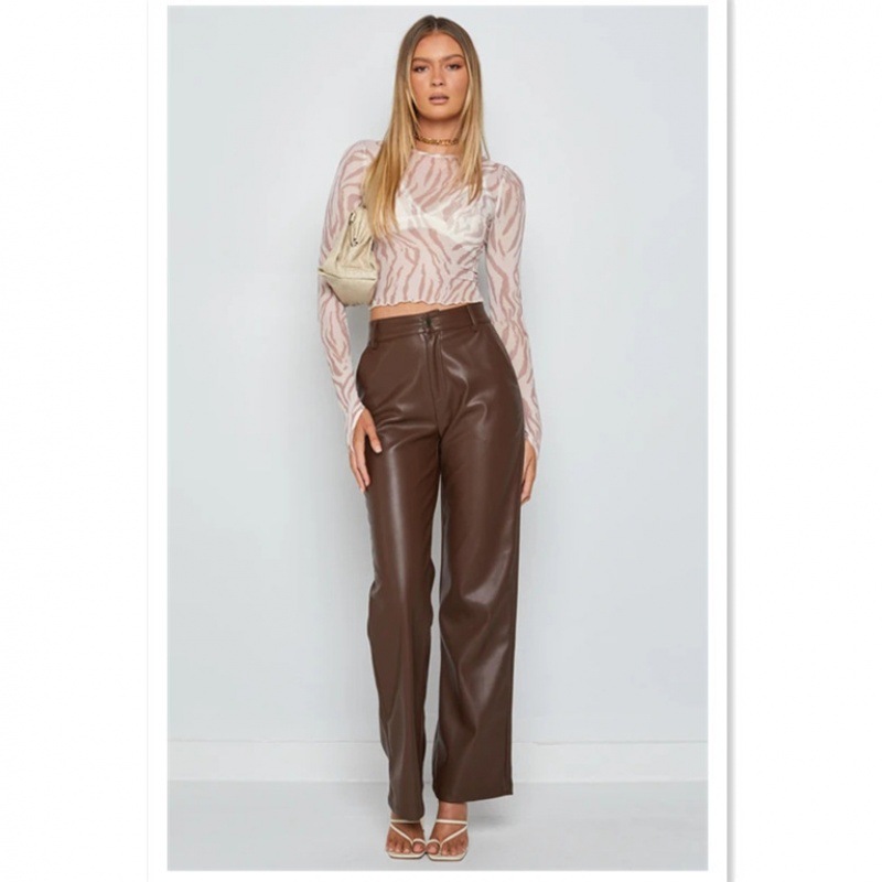 Leather Barrel-Leg Utility Pants  | Womens  Pants Clothing Pants